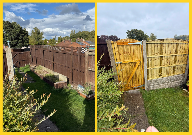 fence install before and after of a fence install